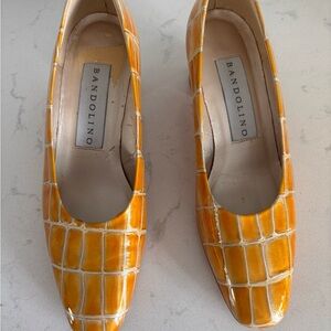 Bandolino Orange Heels with Geometric Pattern